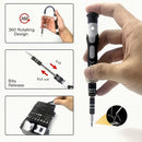 Conjunto de chaves de fenda de precisão com 115 peças, feitas de aço cromo-vanádio, com tratamento de superfície anticorrosivo e cabo antiderrapante.