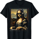 Camiseta masculina com estampa divertida da Mona Lisa.