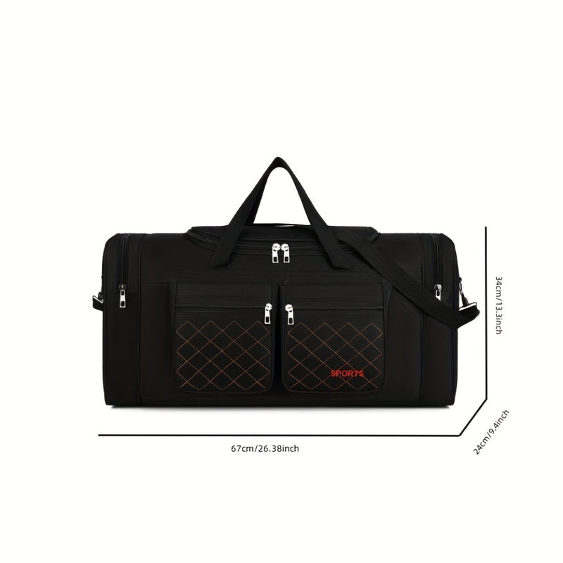 Mala de viagem grande com vários compartimentos e alça de ombro ajustável - Bolsa de viagem resistente em nylon.