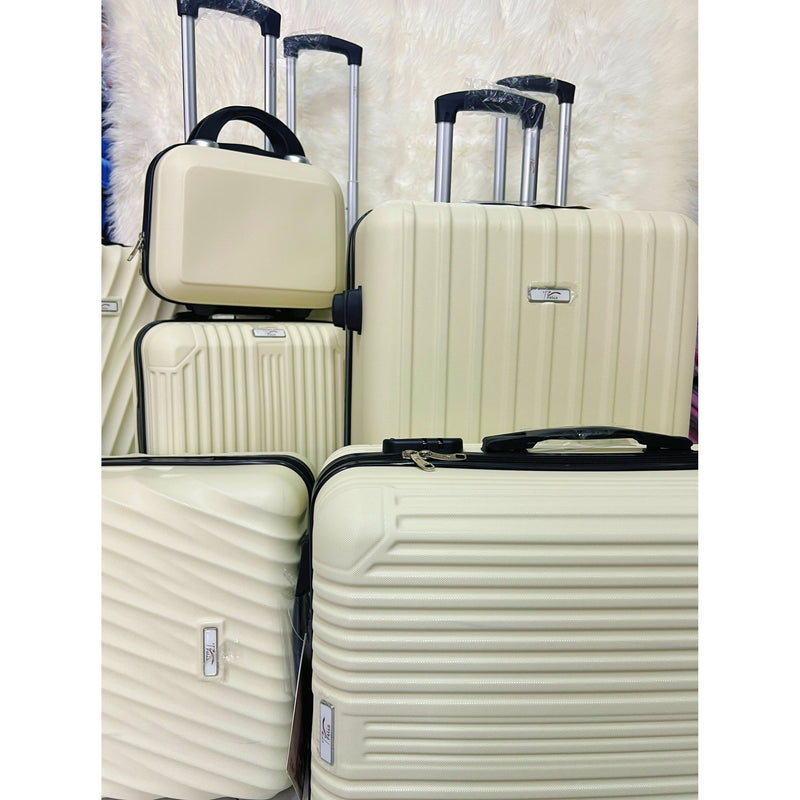 Mala de viagem grande com rodas giratórias 360°, feita de polipropileno.