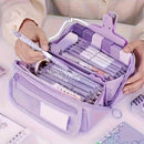 Novo estojo criativo de grande capacidade com organizador de mesa multifuncional e caixa de armazenamento, perfeito para estudo e trabalho.