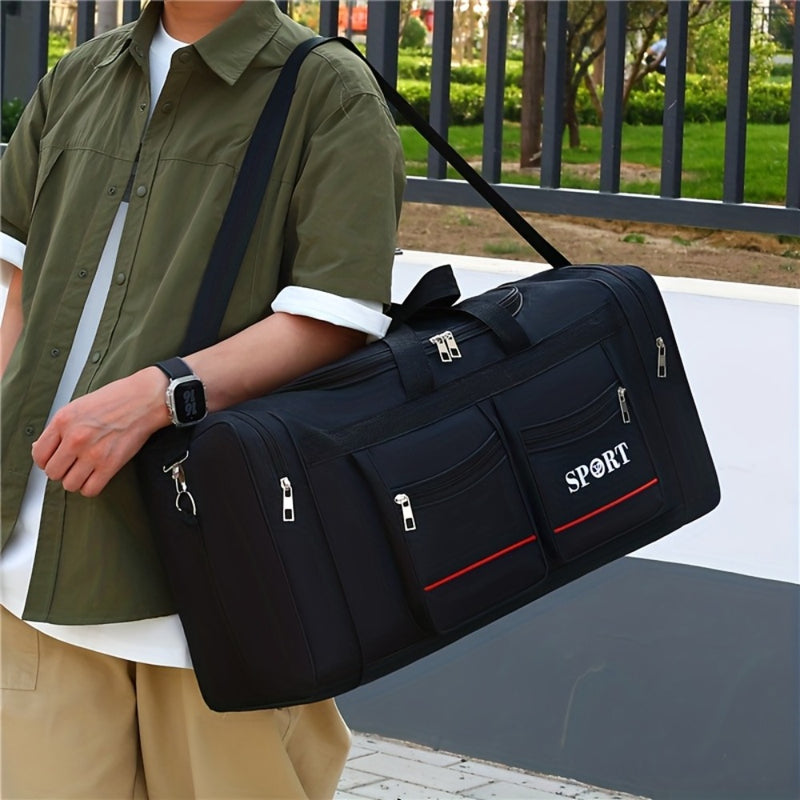 Mala de viagem grande com vários compartimentos e alça de ombro ajustável - Bolsa de viagem resistente em nylon.