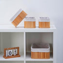 Conjunto de 3 cestos organizadores de bambu com forro para cozinha, banheiro, quarto e maquiagem.