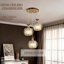 Lustre de cristal 3 cores em 1 lustre nórdico de metal e cristal.