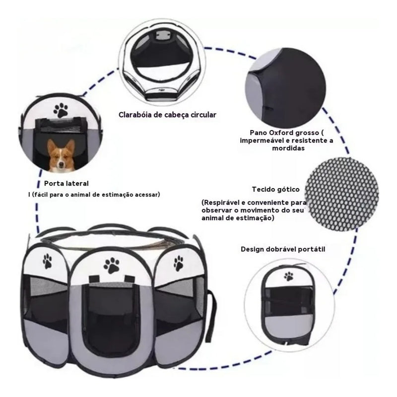 Casinha dobrável grande para cães, 114 x 114 x 58 cm.
