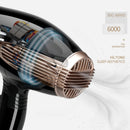 Secador de cabelo profissional 127V 220V 6000W com 2 pentes e 2 bicos, silencioso, íons negativos, proteção contra superaquecimento, alta potência.