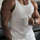 Regata masculina respirável, casual, de secagem rápida, com gola redonda e tecido elástico.