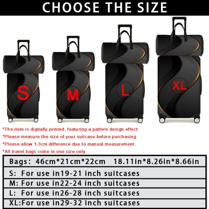 Conjunto de 2 peças de malas estampadas (1 mala de viagem + 1 capa protetora para mala), mala de mão com rodinhas.
