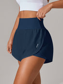 Shorts de ioga femininos de secagem rápida com bolso de tela.