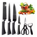 Conjunto de 6 peças para churrasco: faca para carne e legumes, descascador e tesoura profissional.