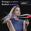 Secador de cabelo profissional 127V 220V 6000W com 2 pentes e 2 bicos, silencioso, íons negativos, proteção contra superaquecimento, alta potência.
