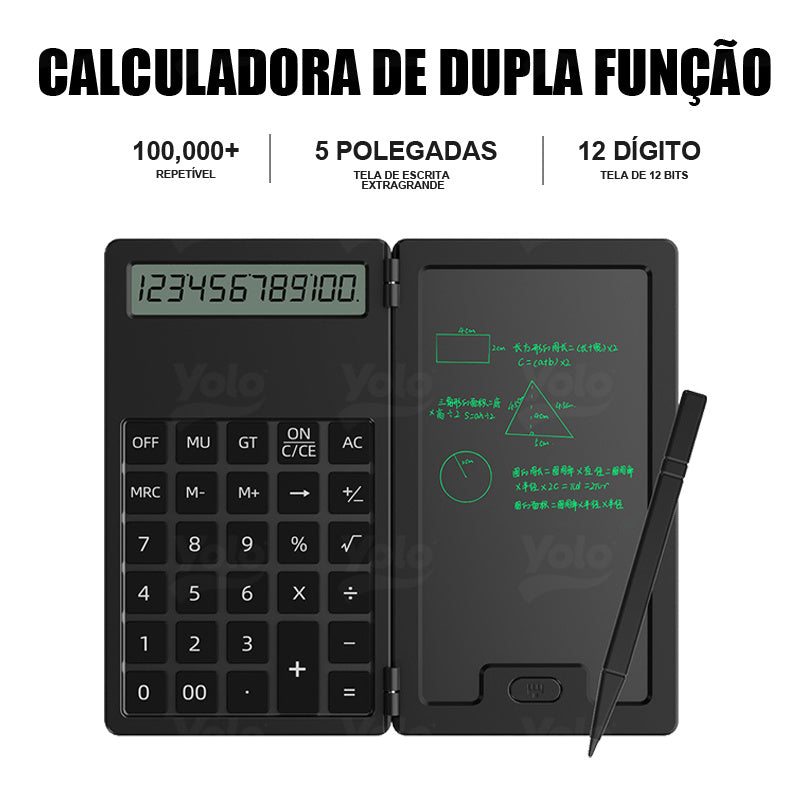 Mini calculadora de escritório com tela sensível ao toque e caneta stylus para caligrafia.
