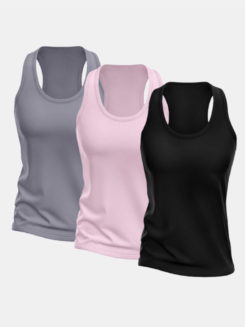 Kit com 3 Regatas Femininas para Natação – Regata de Secagem Rápida, Camiseta para Treino, Academia, Esporte e Fitness.