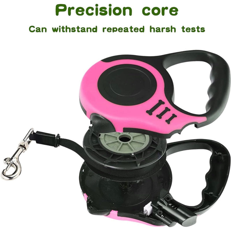 Guia retrátil para coleira, 3 metros, para animais de estimação, cães e gatos, com trava, até 11,33 kg.