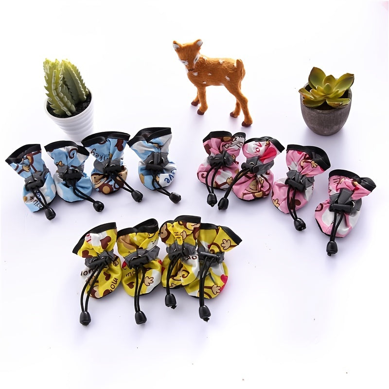 Conjunto de 4 sapatos impermeáveis para cães de pequeno porte - Proteja as patas do seu pet e mantenha-as secas.