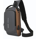 Pochete Transversal COR: CINZA, Antifurto com Fecho Impermeável Tecido Macio Unissex Casual.