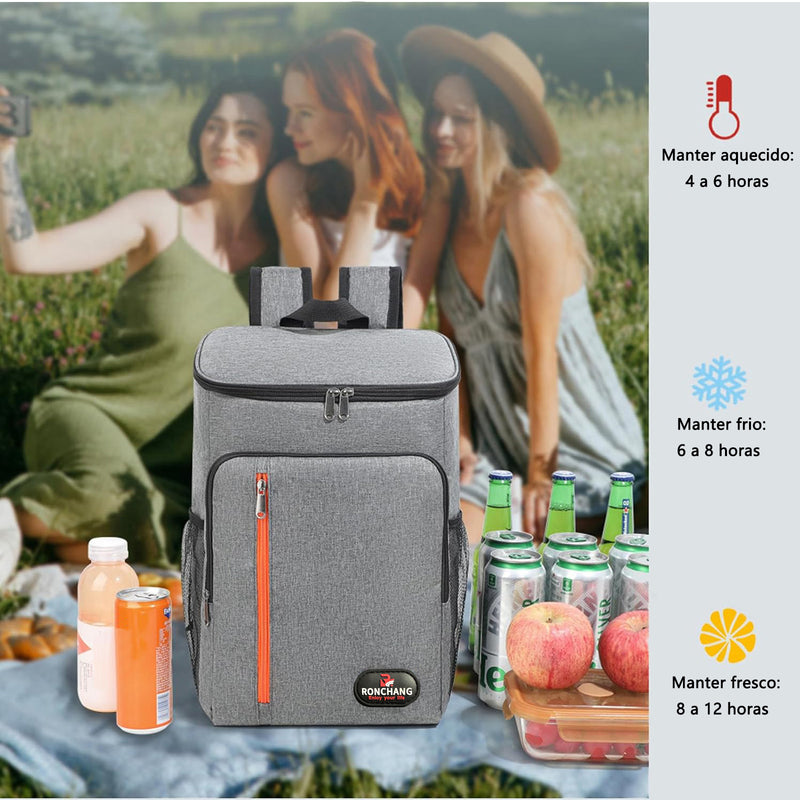 Mochila térmica grande de 20 litros, portátil, à prova d'água e resistente.