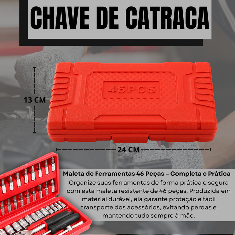 Kit de ferramentas com 46 peças.