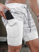 Calções masculinos 2 em 1, calções casuais para corrida e treino.