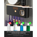 Suporte para escova de dentes com luz UV sem furos (com dispensador automático de pasta de dentes) - Alimentado por energia, múltiplas configurações.