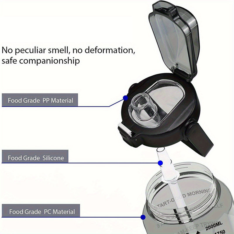 Garrafa de água à prova de vazamentos com canudo e tampa para beber direto, reutilizável, isolada, com capa de armazenamento e alça.