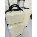 Mala de viagem grande com rodas giratórias 360°, feita de polipropileno.