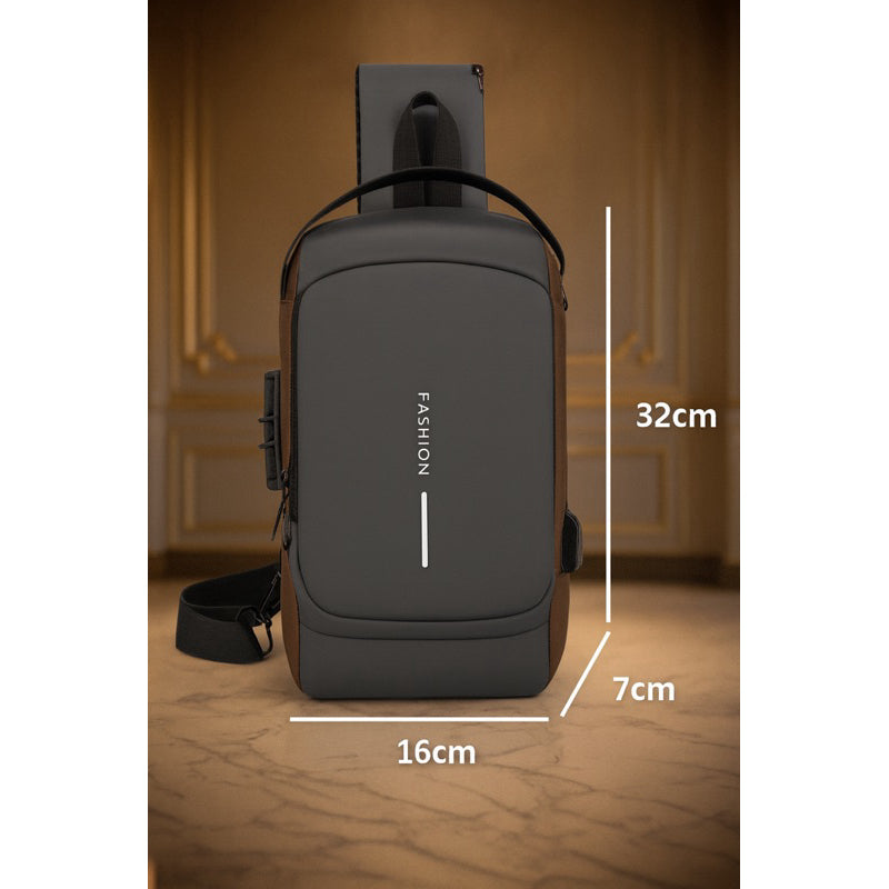 Pochete Transversal COR: CINZA, Antifurto com Fecho Impermeável Tecido Macio Unissex Casual.