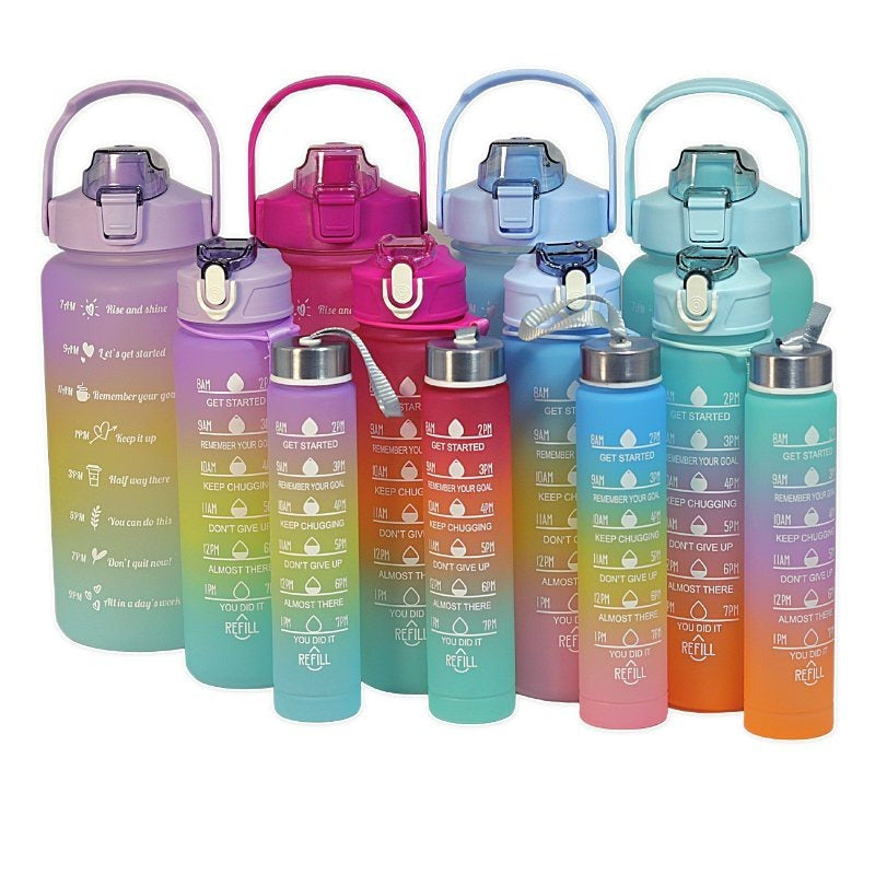 Conjunto de Garrafas de Água Motivacionais, 3,8 Litros com Adesivos de Lembrete, 2000ml + 900ml + 300ml.