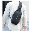 Pochete Transversal COR: CINZA, Antifurto com Fecho Impermeável Tecido Macio Unissex Casual.