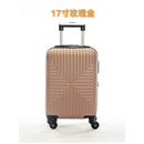 Mala de viagem, Tamanhos 17, 18, 19, 20 e 21 polegadas. Possuem protetores de canto em liga de alumínio resistentes a impactos e trava TSA. Feitas de ABS e fibra de poliéster refinada com superfície lisa.