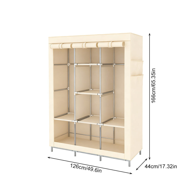 Guarda-roupa dobrável de peça única, possui alta capacidade de carga, fácil instalação.