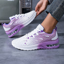 Tênis de corrida feminino em mesh respirável, tênis de estabilidade com amortecimento.