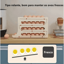 Organizador de ovos de plástico com 4 níveis e rodinhas para geladeira – Capacidade para 20 a 30 ovos