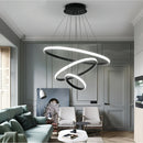 Lustre LED moderno e luxuoso com três anéis, acabamento dourado, semi-embutido, luz brilhante e aconchegante, com interruptor, 110V e 220V