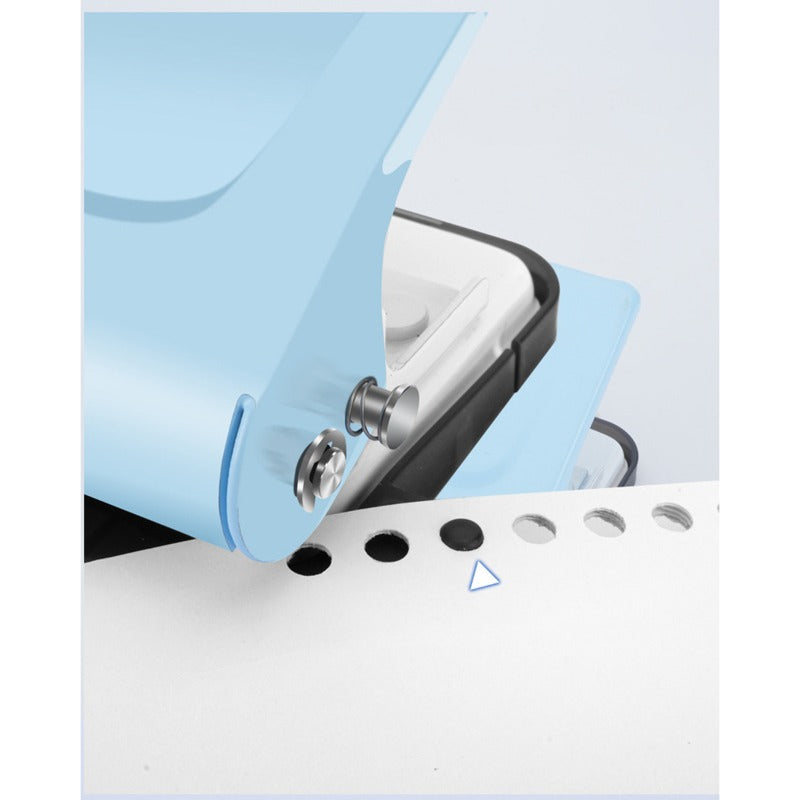Furadeira de papel compacta e portátil sem furos, com alta precisão e qualidade, ideal para arquivos.