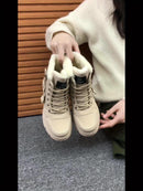 Botas de inverno femininas, grossas e quentes, com forro de lã e sola grossa de PVC.