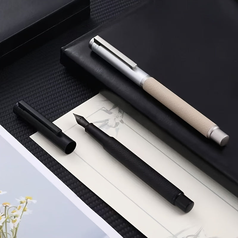 Caneta de Caligrafia Metálica com Ponta Fina e Conversor de Tinta - Ponta Recarregável de 3,4 mm.