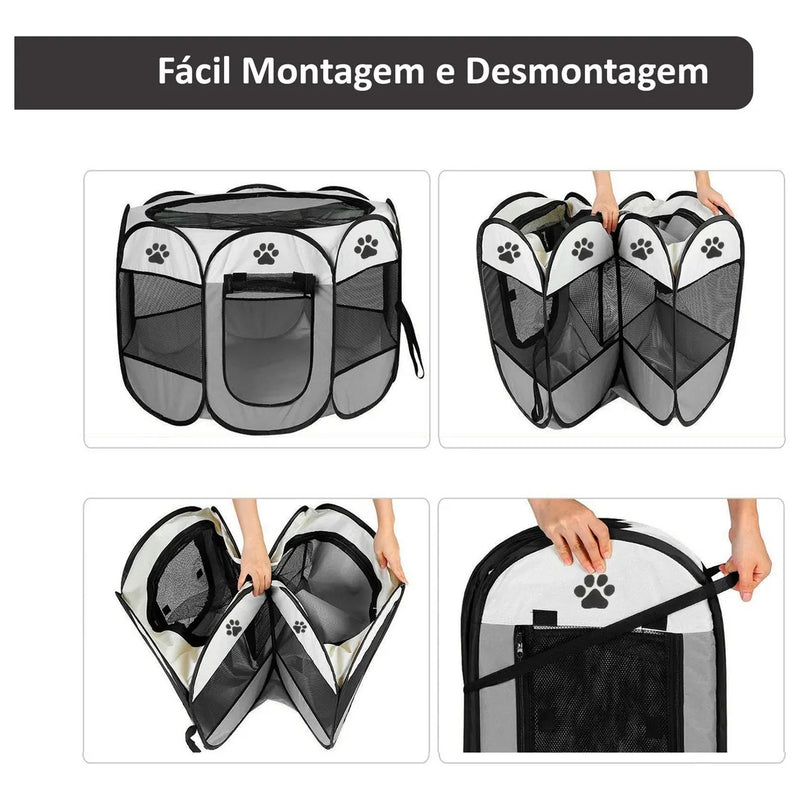 Casinha dobrável grande para cães, 114 x 114 x 58 cm.