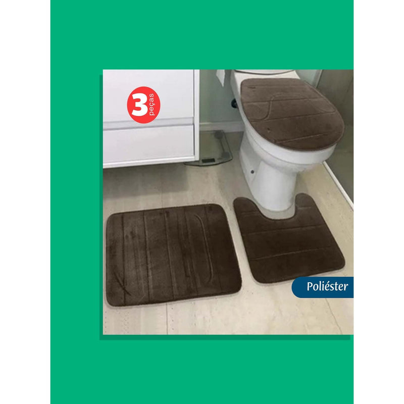 Conjunto de 3 tapetes de banheiro felpudos, antiderrapantes e hipoalergênicos