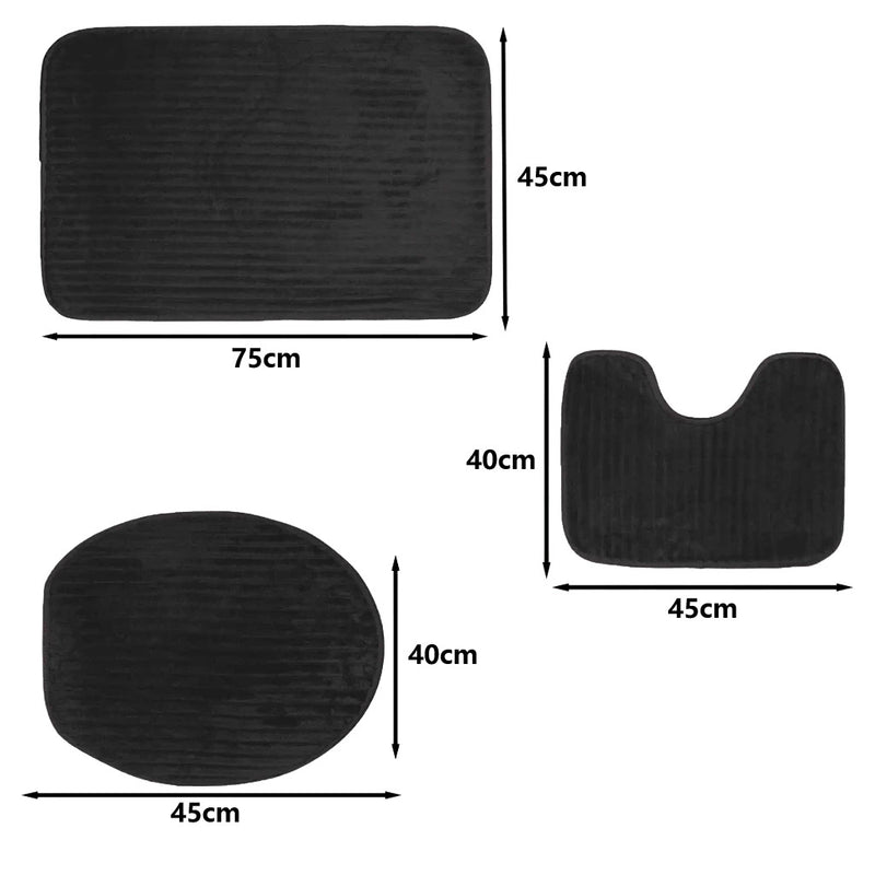 Tapetes de banho antiderrapantes de luxo para banheiro, conjunto de 3 peças, listrados.
