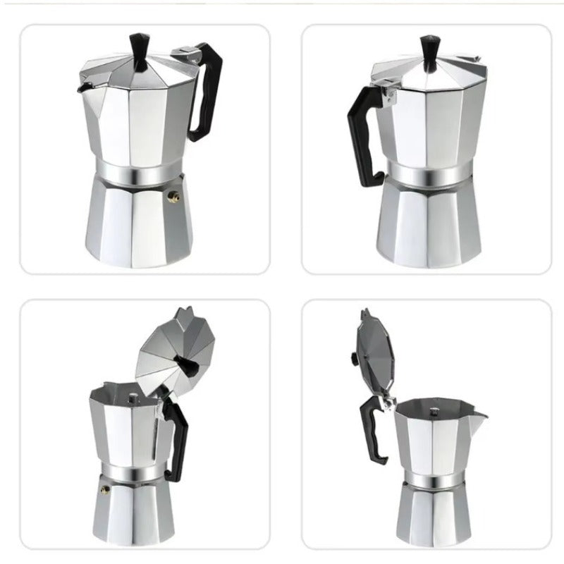 Cafeteira Italiana, Jarra de Alumínio Premium para Espresso de 150ml ou 300ml, Mantém a Temperatura.