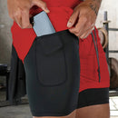 Calções masculinos 2 em 1, calções casuais para corrida e treino.