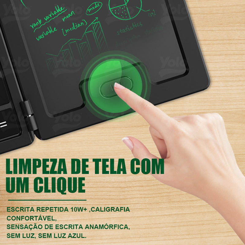 Mini calculadora de escritório com tela sensível ao toque e caneta stylus para caligrafia.