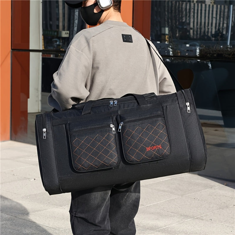 Mala de viagem grande com vários compartimentos e alça de ombro ajustável - Bolsa de viagem resistente em nylon.