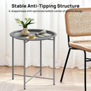 Mesa lateral redonda com bandeja removível, 47x47x50cm, pés de metal, suporte de canto para sala de estar.