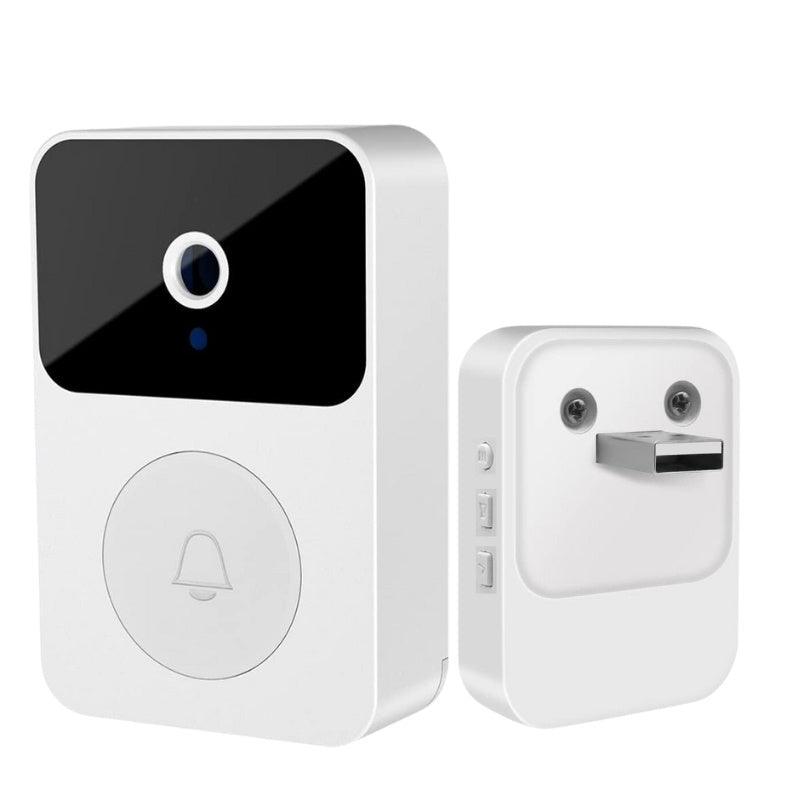 Campainha com câmera de vídeo sem fio Wi-Fi HD, casa inteligente V - Recarregável por celular