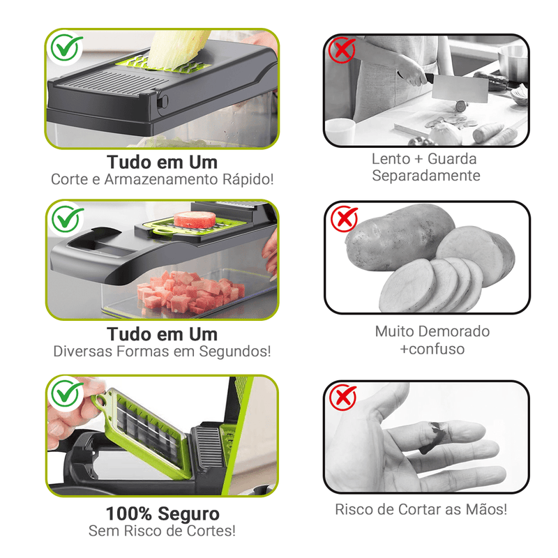 Fatiador e cortador de legumes multifuncional 13 em 1.