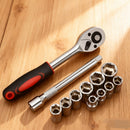 Conjunto de 12 soquetes de catraca, com especificações completas.