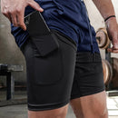 Calções masculinos 2 em 1, calções casuais para corrida e treino.