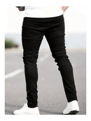 Calça jeans preta masculina, corte slim, casual e básica, confortável para uso diário.